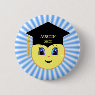 Badge Rond 5 Cm Diplômé Visage Soleil Mignon Heureux