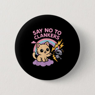 Badge Rond 5 Cm Dire Non Aux Robots Anti Ai Clankers Chat Mignon P
