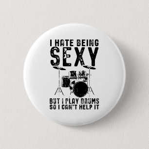 Badge Rond 5 Cm Discours de tambour  Drummer Drummer Drum Gift