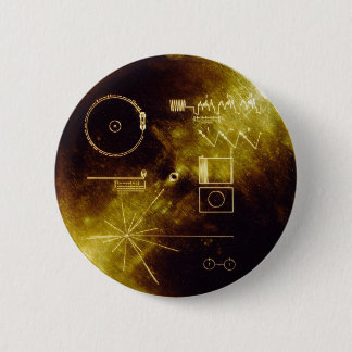 Badge Rond 5 Cm Disque d'or de Voyager