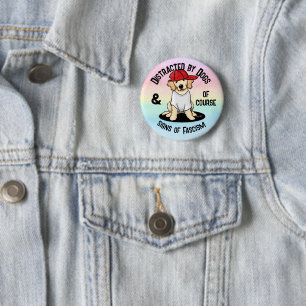 Badge Rond 5 Cm Distrait par chien et bouton