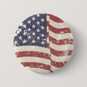 Badge Rond 5 Cm Distressed American Flag