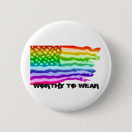 Badge Rond 5 Cm Distressed US Drapeau Arc-en-ciel - À Porter