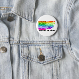 Badge Rond 5 Cm Distressed US Drapeau Arc-en-ciel - À Porter