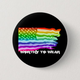 Badge Rond 5 Cm Distressed US Drapeau Arc-en-ciel - À Porter