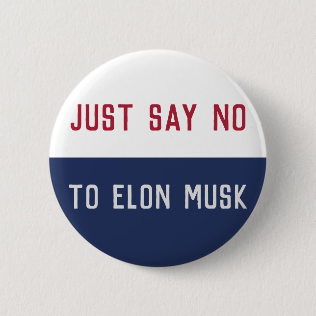 Badge Rond 5 Cm Dites non à Elon Musk (Devant)