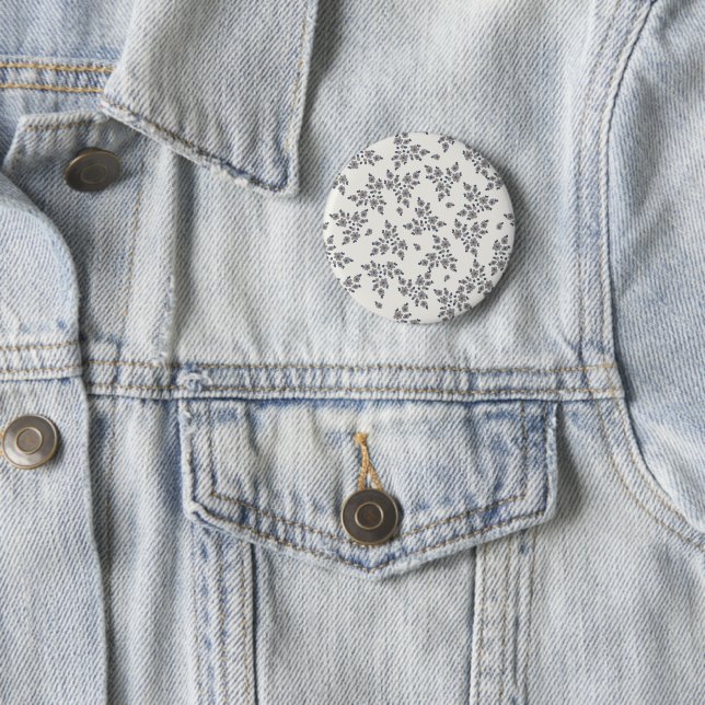 Badge Rond 5 Cm Ditsy Florals in Grey (En situation)