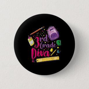 Badge Rond 5 Cm Diva 3e Année Premier Jour De L'École Vêtements Fi