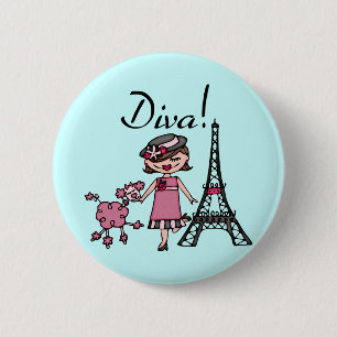 Badge Rond 5 Cm Diva Brown de cheveux