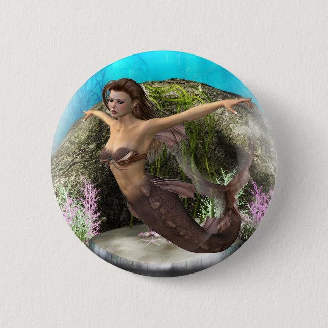 Badge Rond 5 Cm Diva de sirène (Devant)