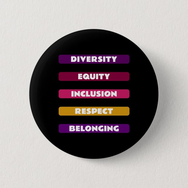Badge Rond 5 Cm Diversité Équité Inclusion Respect Appartenance Pa (Devant)