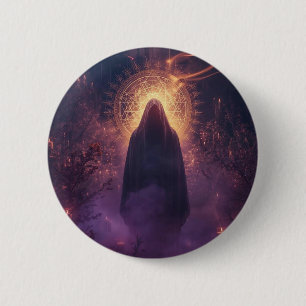 Badge Rond 5 Cm Divine Obscurité – La Présence Sacrée d'Halloween