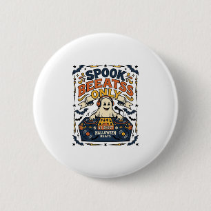 Badge Rond 5 Cm DJ Ghost Spooky Beats Gravure Vintage Halloween 