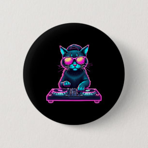 Badge Rond 5 Cm Dj House Chat Rainbow Dj Chat Kitty