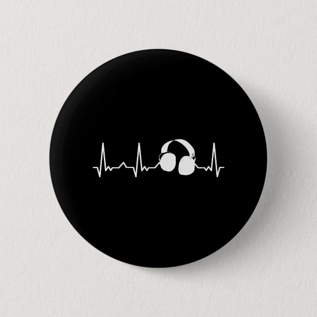 Badge Rond 5 Cm DJ Music Musique Lover Musicien Casques (Devant)