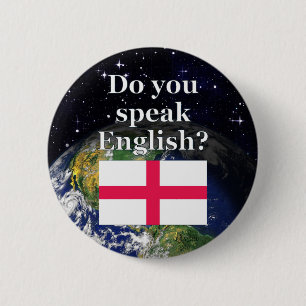 Badge Rond 5 Cm Do you speak English ? Flag & Earth