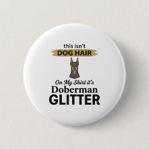 Badge Rond 5 Cm Doberman Pailleté Conception Vintage de Amateur de