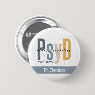 Badge Rond 5 Cm Docteur en psychologie PsyD personnalisé