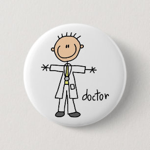Badge Rond 5 Cm Docteur Stick Figure Button