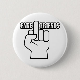 Badge Rond 5 Cm Doigt D'honneur Faux Amis