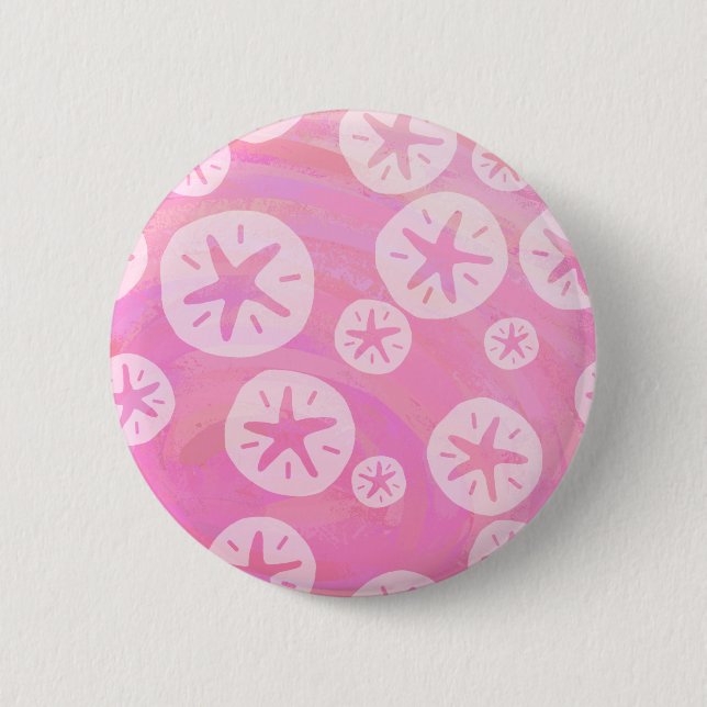 Badge Rond 5 Cm Dollar de sable blanc et rose (Devant)