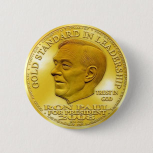 Badge Rond 5 Cm Dollar "interdit" de liberté d'or de Ron Paul…