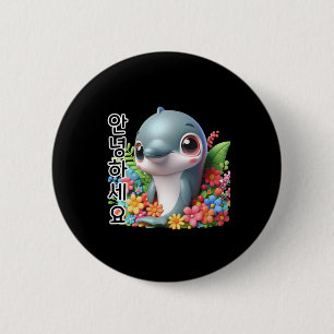 Badge Rond 5 Cm Dolphin Dites Bonjour En Sticker Coréen