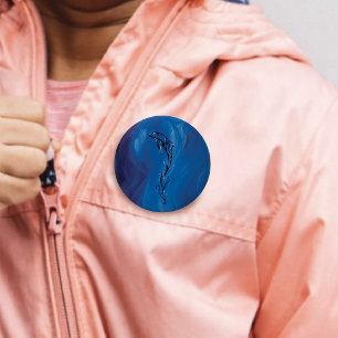 Badge Rond 5 Cm Dolphine bleue