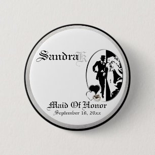 Badge Rond 5 Cm Domestique blanche noire classique faite sur