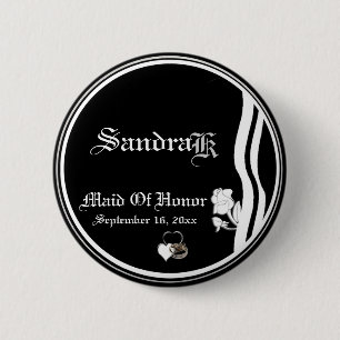 Badge Rond 5 Cm Domestique blanche noire classique faite sur