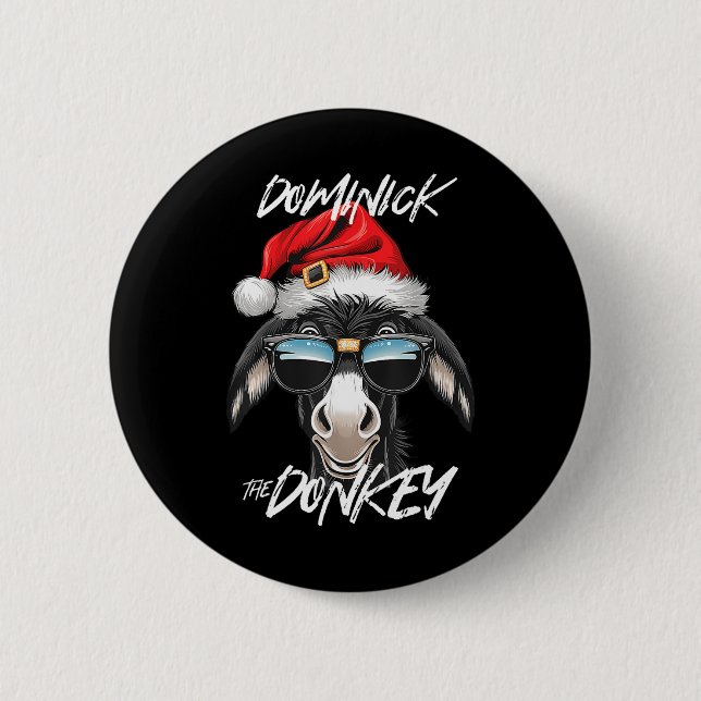 Badge Rond 5 Cm Dominick L'âne Drôle Noël Italien Christ (Devant)