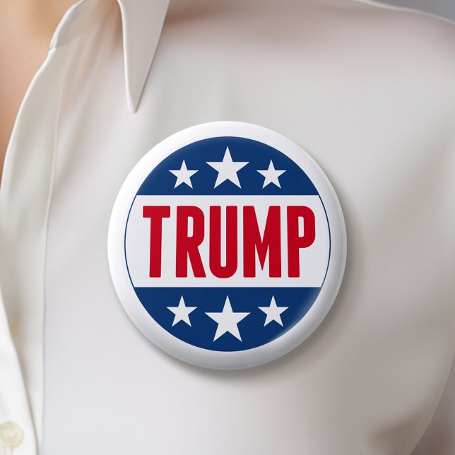 Badge Rond 5 Cm Donald Trump 2024 Classic Star Red Blue (Trump 2024 Button)