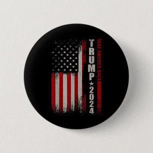 Badge Rond 5 Cm Donald Trump 2024 Reprenez l'Amérique Ck Drapeau A