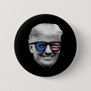 Badge Rond 5 Cm Donald Trump 4 juillet drapeau américain
