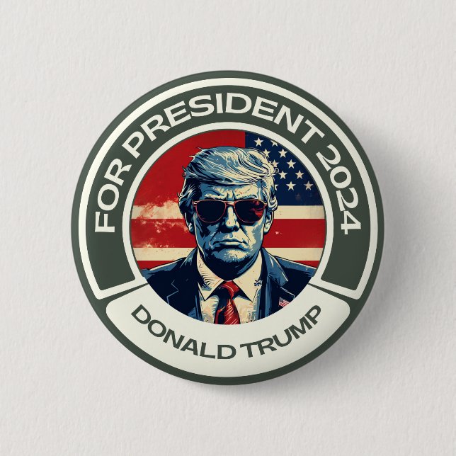 Badge Rond 5 Cm Donald Trump à la présidence 2024 (Devant)