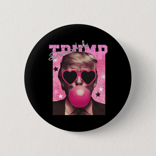 Badge Rond 5 Cm Donald Trump Bubble Gum Pink Sungles (Devant)