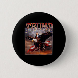 Badge Rond 5 Cm Donald Trump Eagle Président américain 2024 Prenez