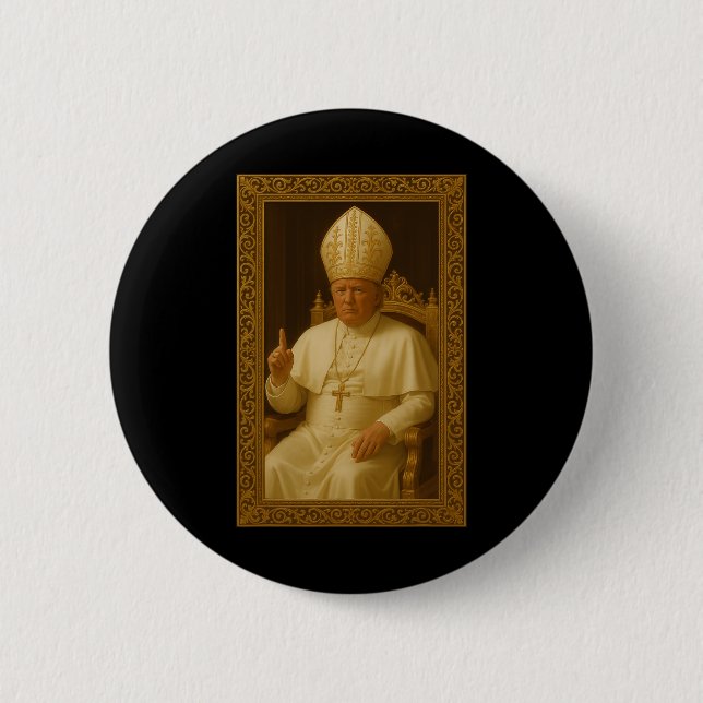 Badge Rond 5 Cm Donald Trump en mème du Vatican (Devant)