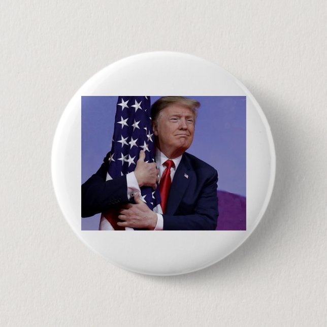 Badge Rond 5 Cm Donald Trump et le drapeau américain (Devant)