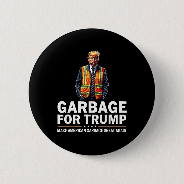 Badge Rond 5 Cm Donald Trump Garbage Orange réflexe de sécurité (Devant)