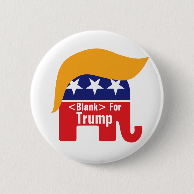 Badge Rond 5 Cm Donald Trump GOP Elephant Hair - Ajouter un texte  (Devant)