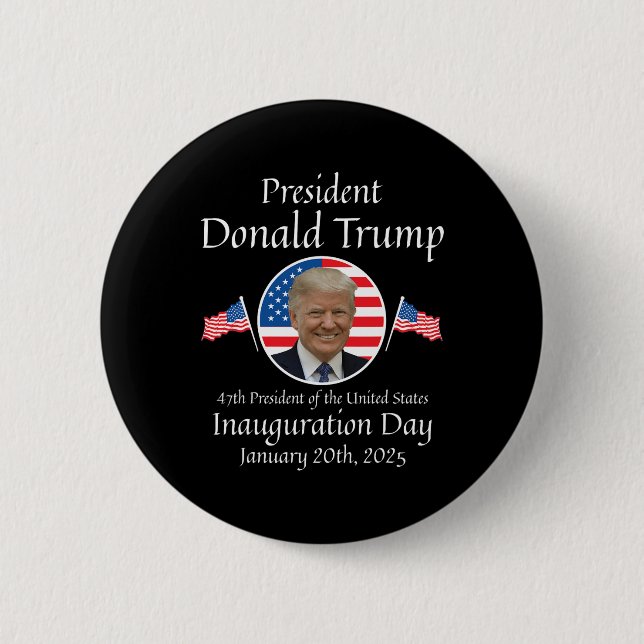Badge Rond 5 Cm Donald Trump Jour de l'investiture 2025 47e présid (Devant)
