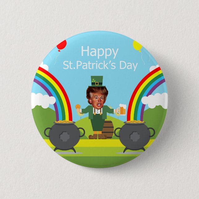 Badge Rond 5 Cm donald trump leprechaun (Devant)