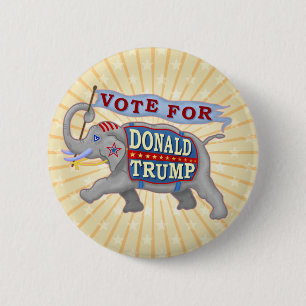 Badge Rond 5 Cm Donald Trump Président 2024 Eléphant républicain