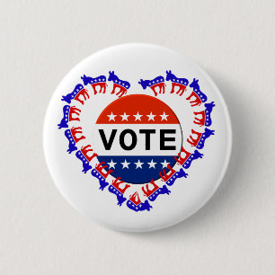 Badge Rond 5 Cm Donkey démocrate —Bouton de vote