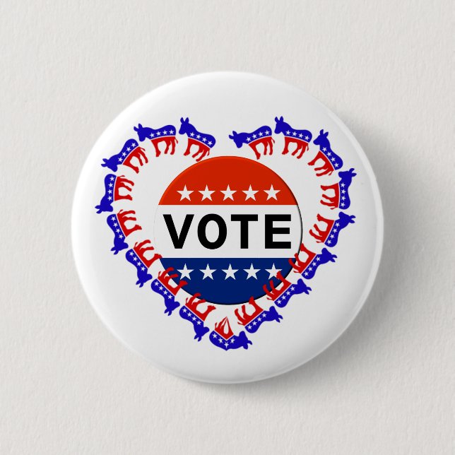 Badge Rond 5 Cm Donkey démocrate —Bouton de vote (Devant)