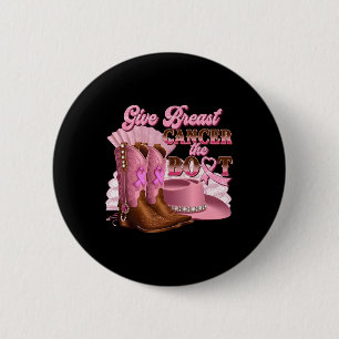 Badge Rond 5 Cm Donner Le Cancer Du Sein L'Initiale Cowgirl Cancer