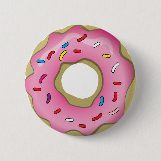 Badge Rond 5 Cm Donut jaune avec glaçage et arrosage