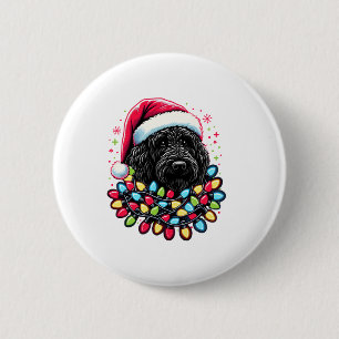 Badge Rond 5 Cm Doodle noir Labradoodle Noël Arbre de Noël Lumière