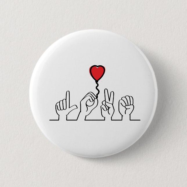 Badge Rond 5 Cm Doof, l'amour gébarentaal - vivant. Ik hou van je. (Devant)